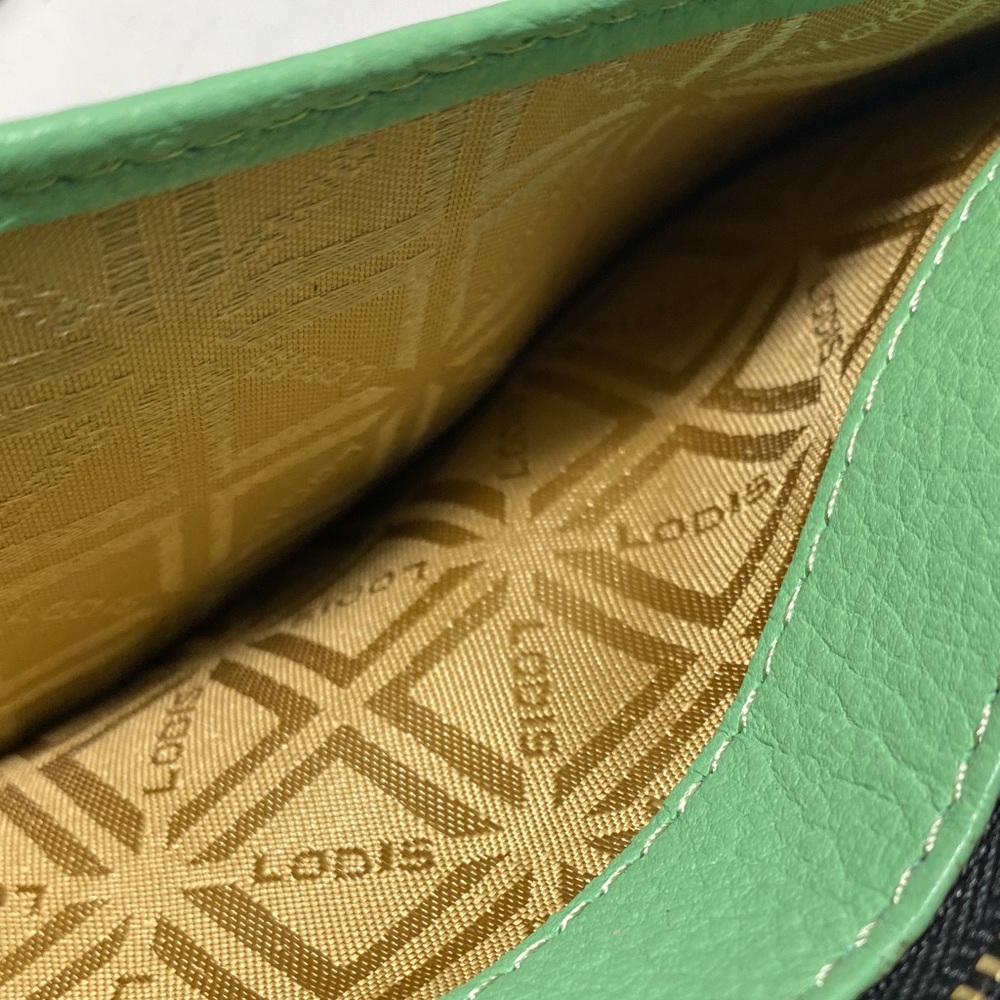 Lodis Mint Green Genuine Leather Card Wallet with Zip Pocket - Picture 7 of 12